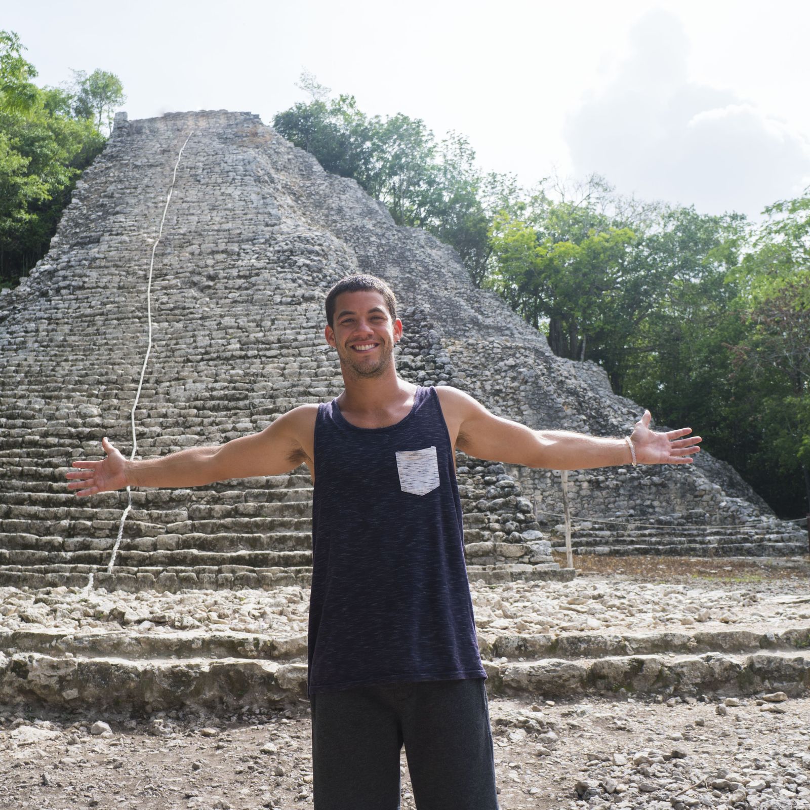 Visit the Nohoch Mul pyramid in Cobá and climb up to enjoy the views