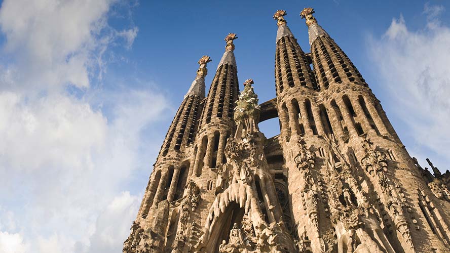 Un primer plano de la Sagrada Familia