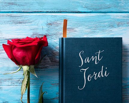 Feast Day of Sant Jordi: a book and a rose on Les Rambles