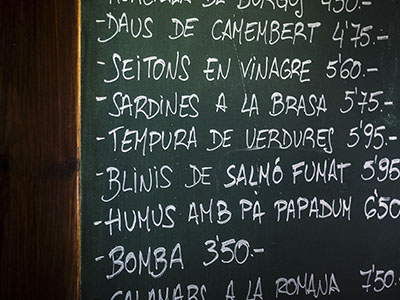 Menú bar de Barcelona